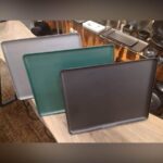 سینی مربع ملامین مقاوم و سبک ۳۶ سانتی با رنگ‌بندی مشکی، سبز و طوسی
