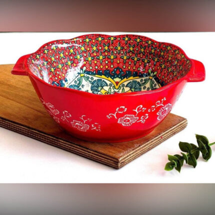 کاسه سرامیکی گرد قطر ۳۳ سانت با لبه دفرمه
