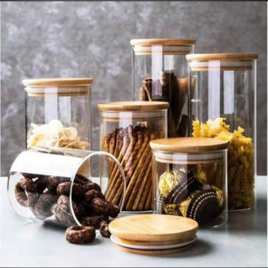 بانکه پیرکس درب چوب بامبو بانکه پیرکس با درب چوب بامبو در چهار سایز مختلف