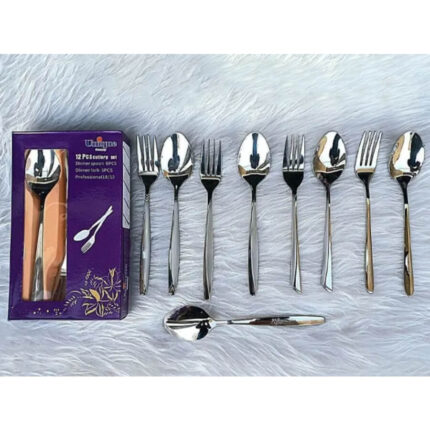 ست قاشق و چنگال ۶ نفره استیل ضد زنگ در ۳ طرح متفاوت