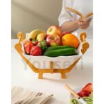 میوه خوری سرامیکی سفید با پایه چوبی