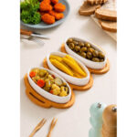 اردو خوری بیضی با پایه چوبی از جنس چینی درجه یک