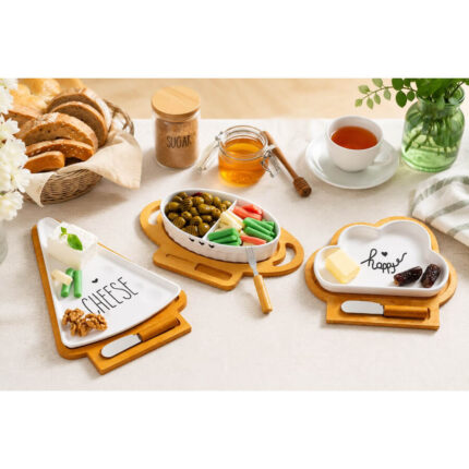 ست صبحانه خوری با پایه چوبی در سه مدل ابری مثلثی و بیضی